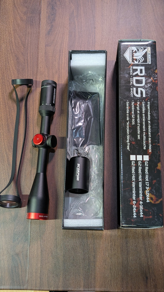 Scorpion Red Hot 17 3-12x44 Turret Scope