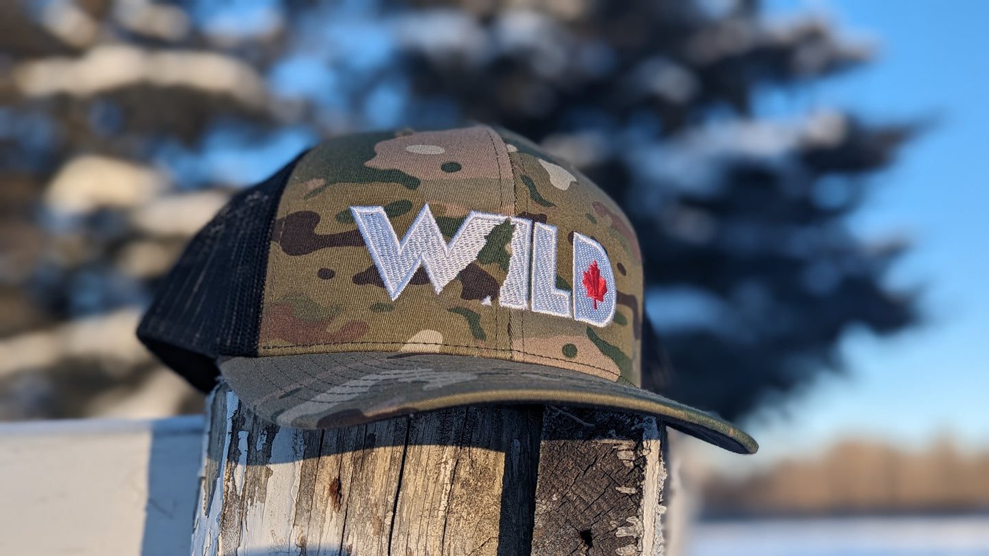 Wild TV Camo Hat - Light Green Camo - White Stitching